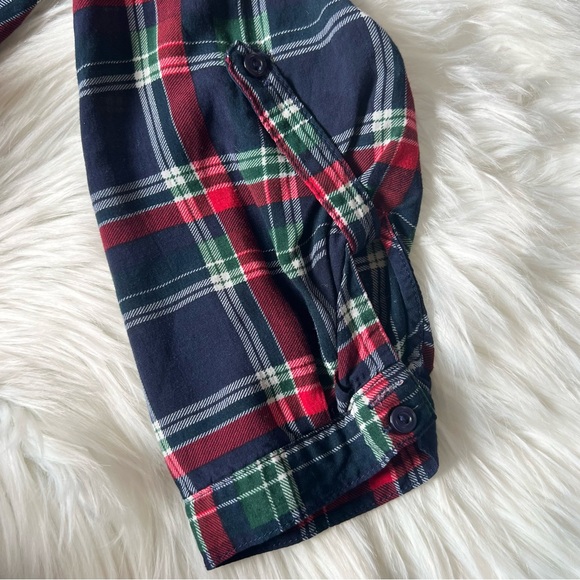 Market & Spruce Dark Blue Plaid Henley Blouse Top Size Small - Picture 6 of 6